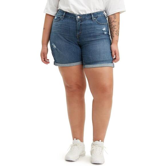 Levi's Mid Length Jean Shorts Womens Size 22W Hypersoft Stretch Mid‎ Rise - Picture 1 of 6